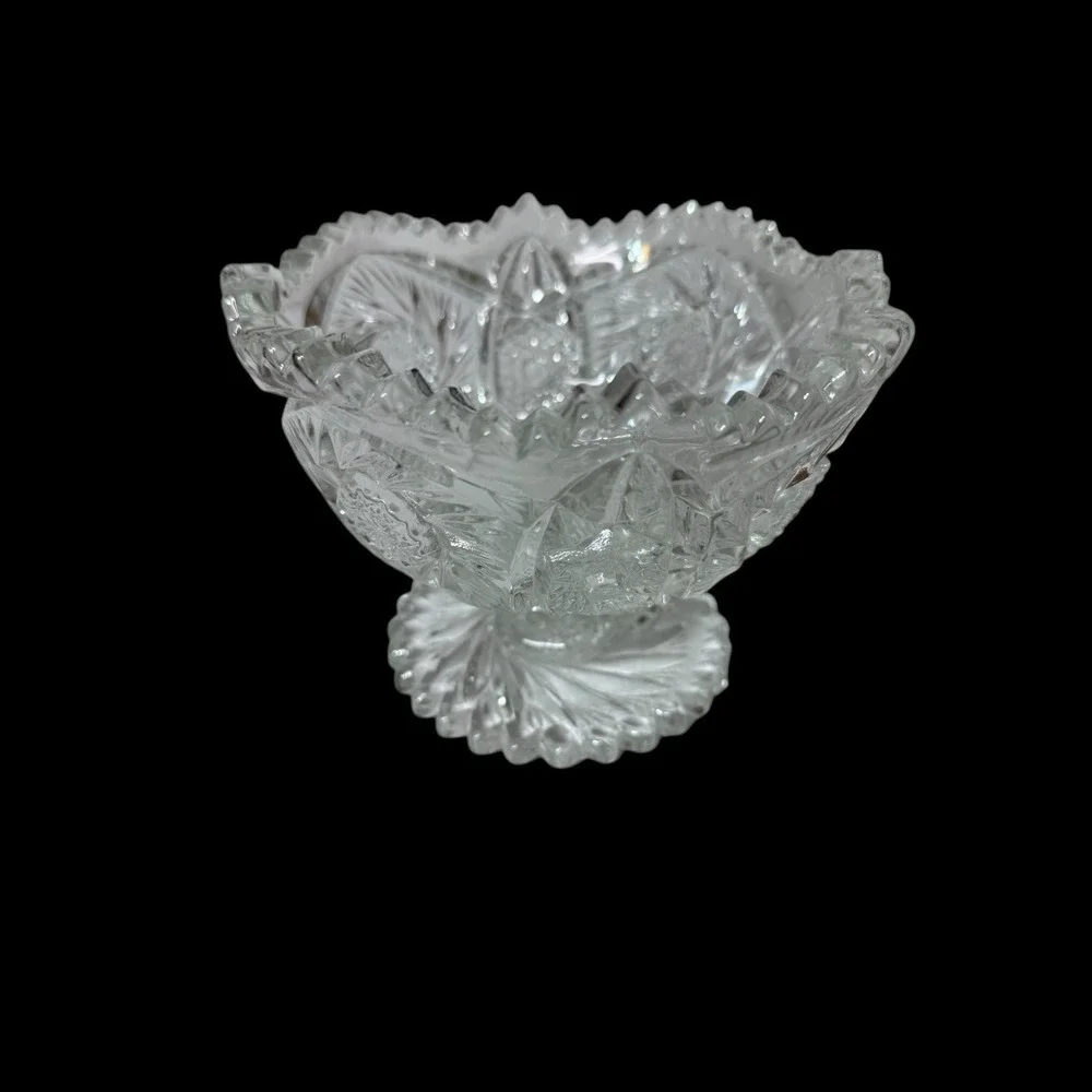L E Smith Aztec Heritage Footed Candy/Compote Clear Glass Dish Vintage‎